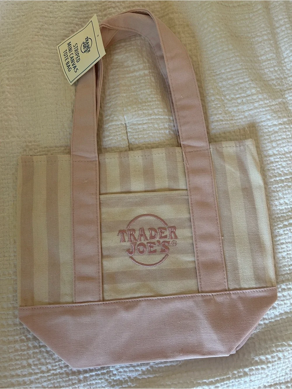 Trader Joe’s Pink Striped Mini Tote Bag - Limited Edition
